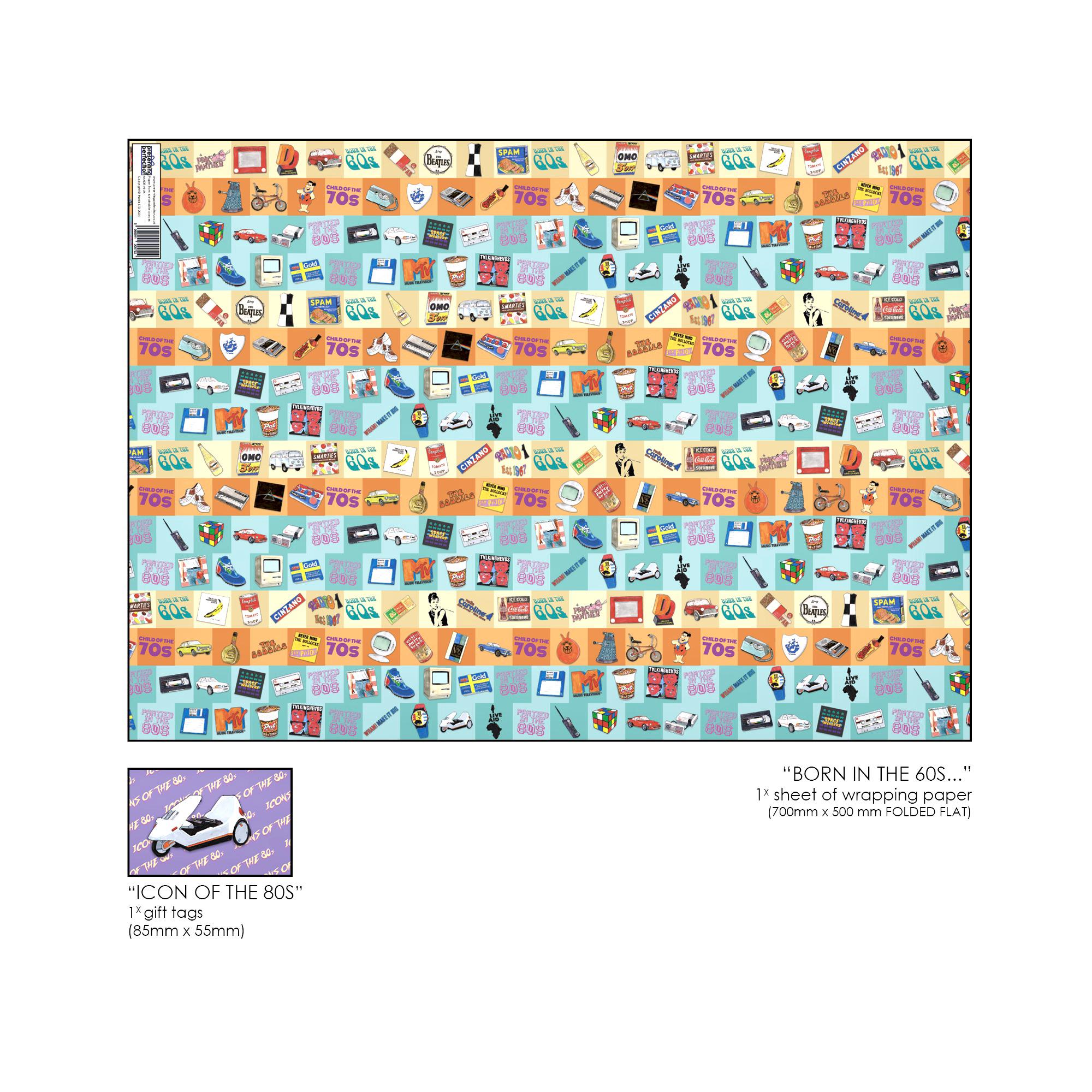 60 Backing Paper 60th Birthday Wrapping Paper Also for Any One Born in the 60's, 55th ...