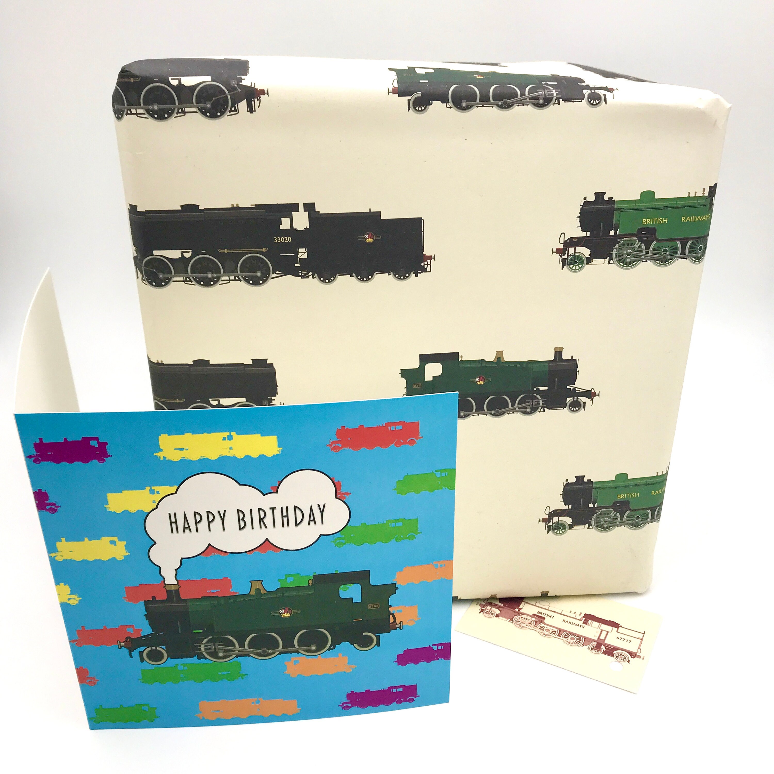 Train Card Hand Cut Steam Train With Button Wheels Paper