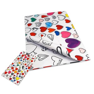 High Quality Hearts wrapping paper and Tag, Reverse printed for extra wow. Heart. Anniversaries, Marriage, Birthdays, any Occasion image 3