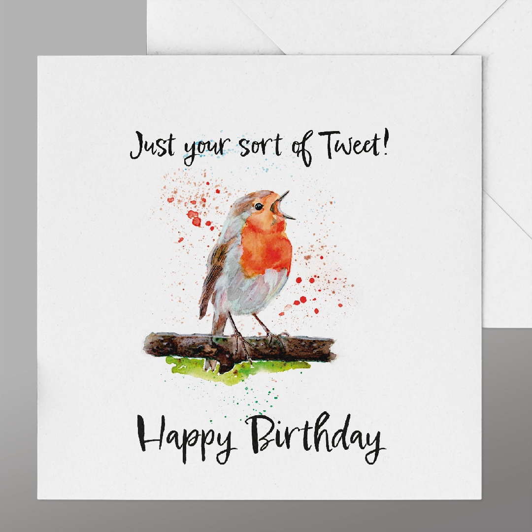 Cute Singing Happy Birthday Robin Card. Great Robin Greetings Card for