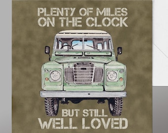 Classic Land Rover Card.  Land Rover Birthday Card.Funny Land Rover Card. Cheeky Classic Car Birthday Card,Birthday card Landrover