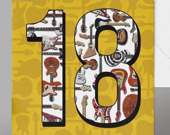 18th Birthday Guitarist Card. Retro Guitars  18 guitars, .Guitar Cards eighteenth,  2008