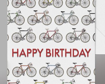Birthday Bicycle Card. Fab Cyclist Birthday Card, Painted by a cyclist for cyclists. Classic Bike Card, Fun Cyclist Birthday Card