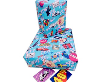 40th Birthday Wrapping Paper 1984 Birthday Gift Wrap Retro Wrapping Paper 40th Birthday.Fortieth Birthday Wrap