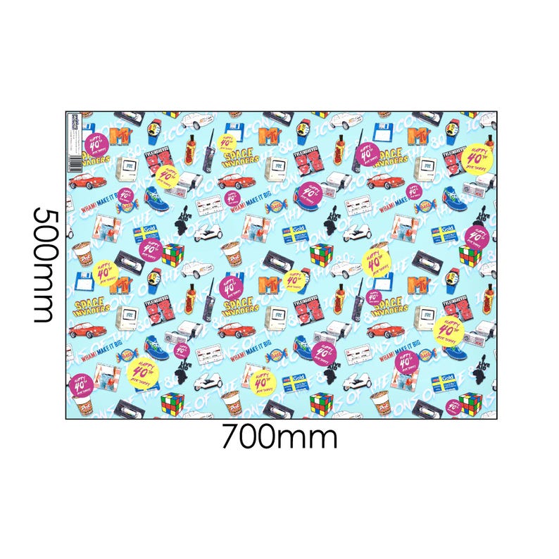 40th Birthday Wrapping Paper Birthday Gift Wrap Retro Wrapping Paper 40th Birthday.Fortieth Birthday Wrap. image 3