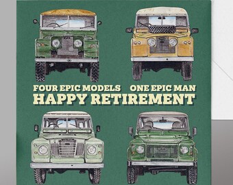 Land Rover Retirement Card. Classic Land Rover Retirement Card. Classic  Landrover Retirement Card, Fun Retirement Card Land Rover