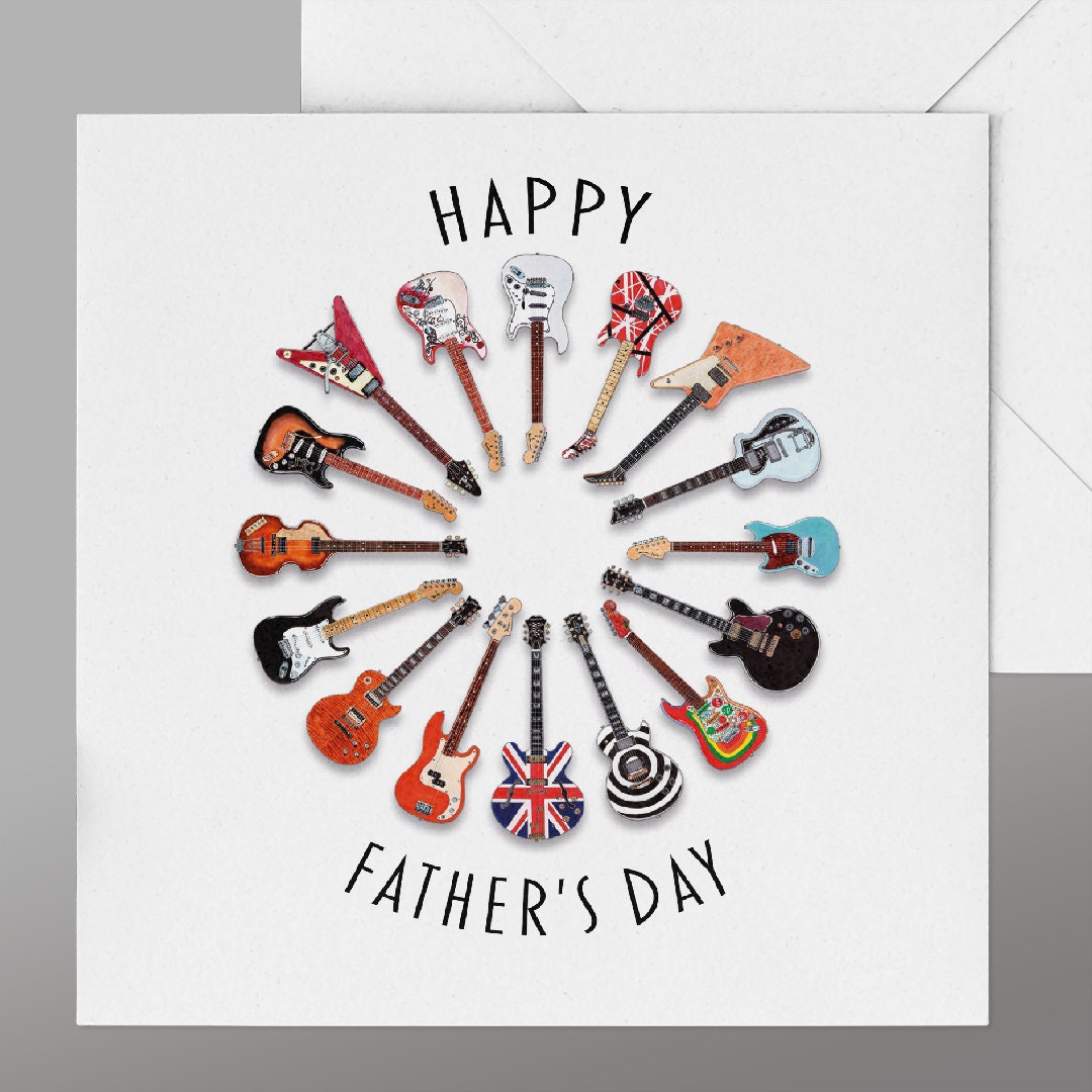 Happy Father's Day Guitar Card. All Hand Painted Famous Guitars ...