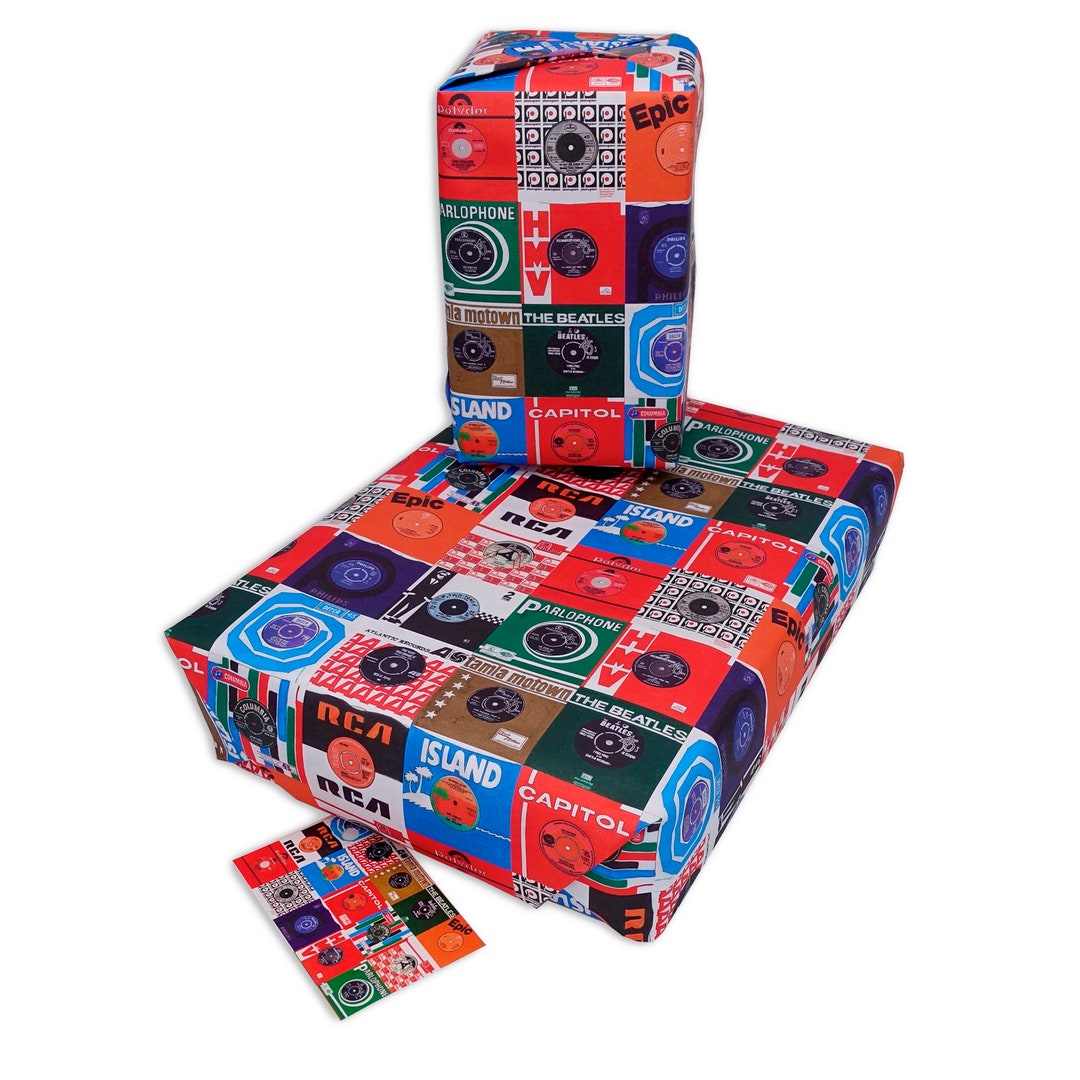 Retro Vinyl Record Wrapping Paper. Great Hand Painted Records Wrapping