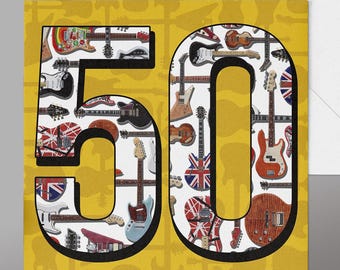 50th Birthday Guitarist Card. Retro Guitars Birthday 50th guitars, .Guitar Card 50,  1976