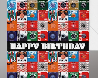 Retro 7" Singles Record Sleeves Birthday Card. Happy Birthday Vinyl Record Sleeves from the 60's and 70's. 2 x Vinyl Wraps in store now