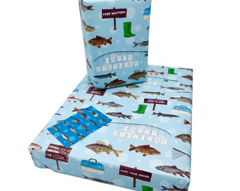Fishing Birthday Wrapping Paper. Fish Gift Wrap,for any Fish Lover or Fishing Birthday gift, Anglers Happy Birthday Wrapping Paper