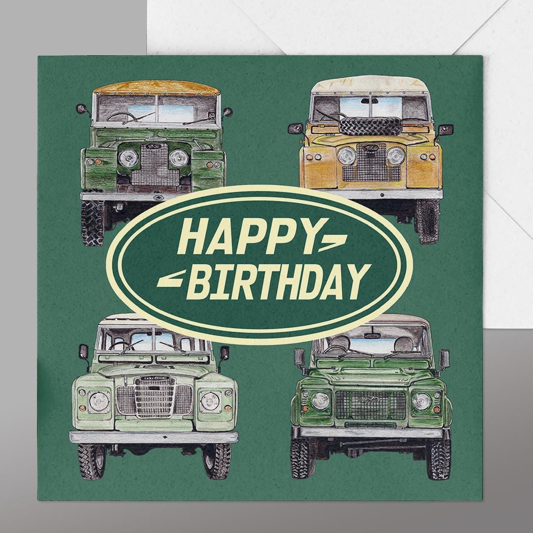 Land Rover Birthday Card. Classic Land Rover Birthday Card. Classic ...