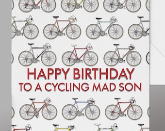 Son Cyclist Birthday Card.