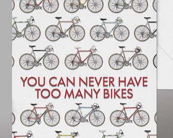 Fun Cyclist Birthday Bicycle Card. Fab Bicycle Birthday Card, Painted by a cyclist for cyclists. Classic Bikes Card