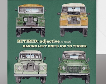 Land Rover Retirement Card. Classic Land Rover Retirement Card. Classic  Landrover Retirement Card, Retirement Card Cars