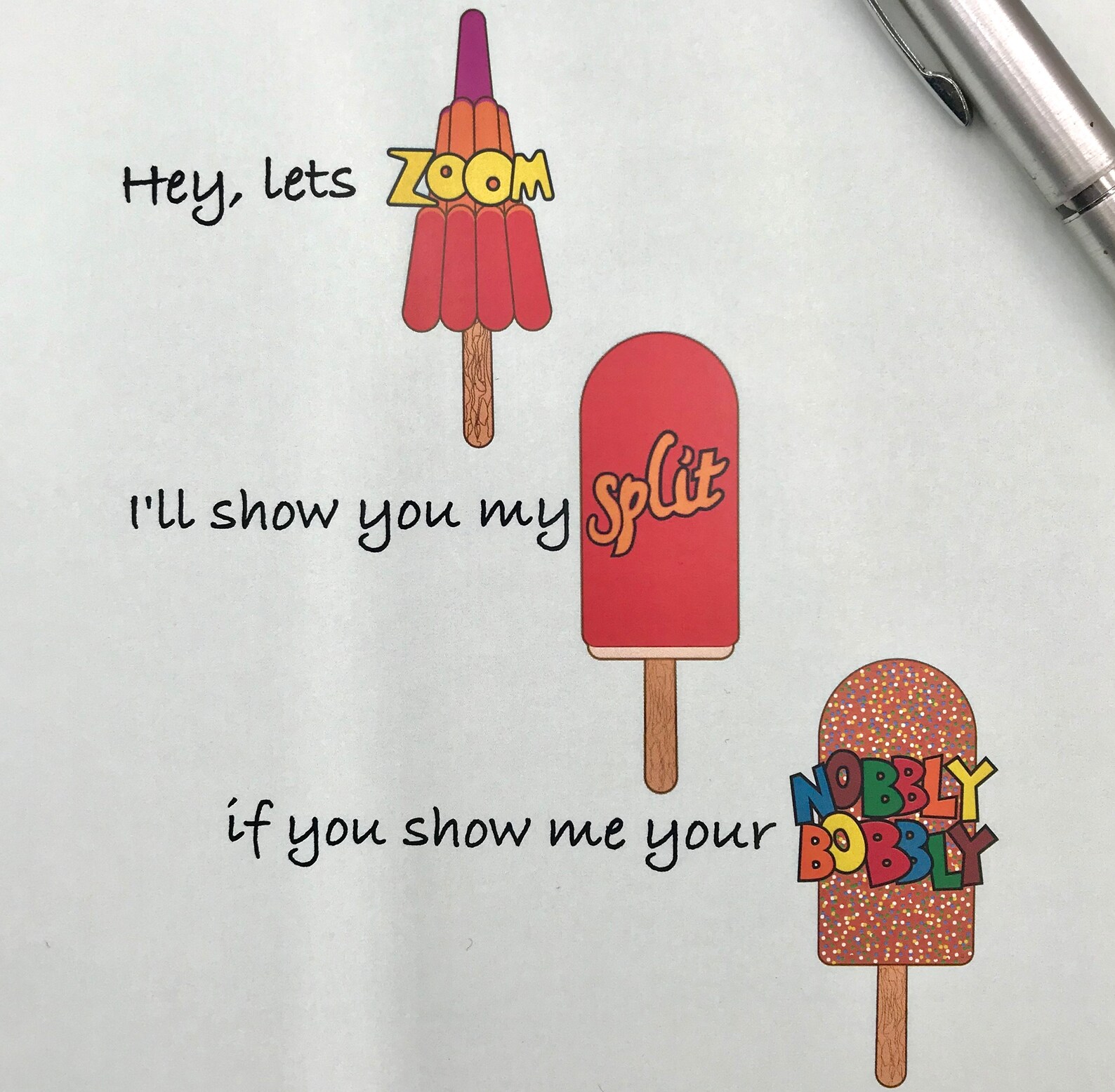 Fun Ice Lolly card playing on ZOOM and rude suggestions with Etsy