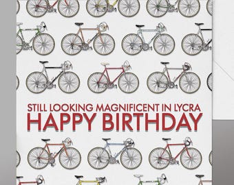 Fun Cyclist Birthday Bicycle Card. Fab Bicycle Birthday Card, Painted by a cyclist for cyclists. Classic Bikes Card