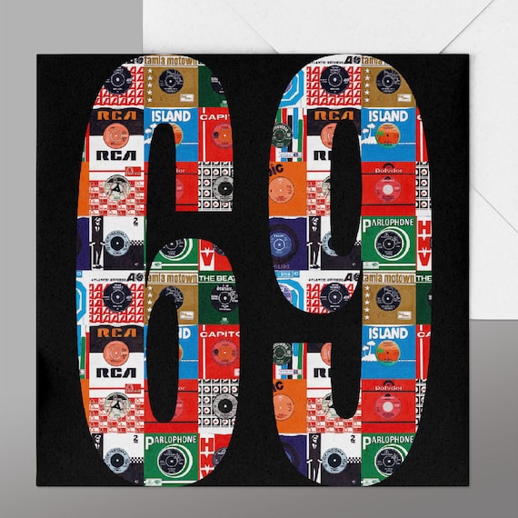 Retro 7" Singles Record Sleeves 69th Birthday Card. Sixtyninth Happy  Birthday Vinyl Record Sleeves. 69th Birthday Vinyl Records Card