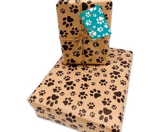 Paw Print Wrapping Paper & tag. High quality, 100% Recyclable Wrapping Paper, for Cat lovers, Dog Lovers, Birthday gift or any occasion