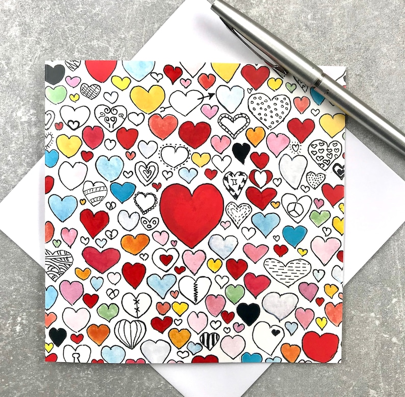 High Quality Hearts wrapping paper and Tag, Reverse printed for extra wow. Heart. Anniversaries, Marriage, Birthdays, any Occasion image 9
