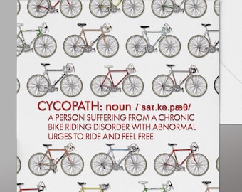 Funny Cyclist Birthday Card. Fab Bicycle Card, Painted by a cyclist for cyclists. Classic Bikes Card, Retro bicycle Card