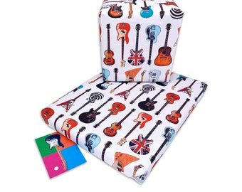 Stunning Guitar Wrapping Paper, Great Electric Guitar Gift Wrap, All Hand Painted Famous Guitars & Owners. Electric Guitar wrapping paper