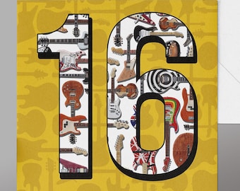 16th Birthday Guitarist Card. Retro Guitars  16 guitars, .Guitar Cards sixteenth,  2010
