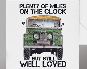 Classic Land Rover Series 1 Card.  Land Rover Birthday Card.Funny Land Rovers Card. Cheeky Classic Car Birthday Card,Birthday card Landrover