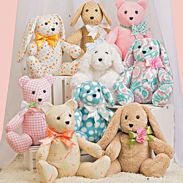 Stuffed Animals Sewing Pattern - Bear, Bunny, Dog Stuffed Animals - Simplicity Sewing Pattern 8044