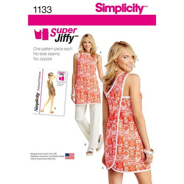 OUT OF PRINT - Misses' Super Jiffy Wrap Around Beach Cover-up Or Tunic and Pants - Simplicity Sewing Pattern 1133