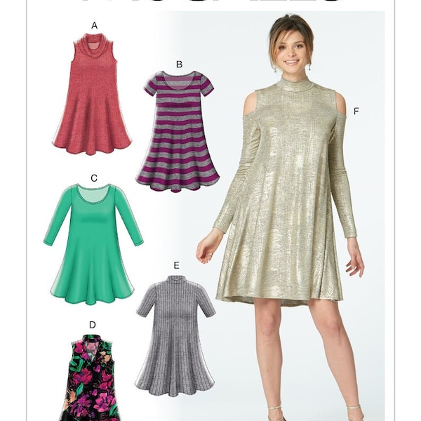 Misses' Knit Swing Dresses with Neckline and Sleeve Variations - McCall's Sewing Pattern M7622
