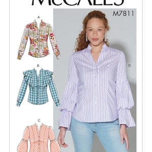 OUT OF PRINT - Misses&#39; Tops, Fitted Blouse - Easy Sew - McCalls Sewing Pattern M7811