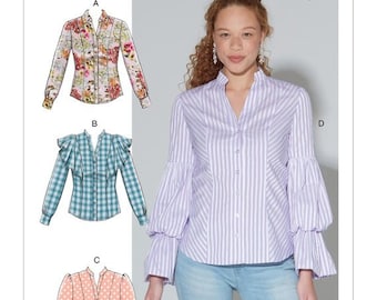 OUT OF PRINT - Misses' Tops, Fitted Blouse - Easy Sew - McCalls Sewing Pattern M7811