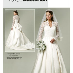 Bridal Gown, Royal Wedding Dress, Train, Bustle, Pleats, Princess Design - Butterick Sewing Pattern B5731
