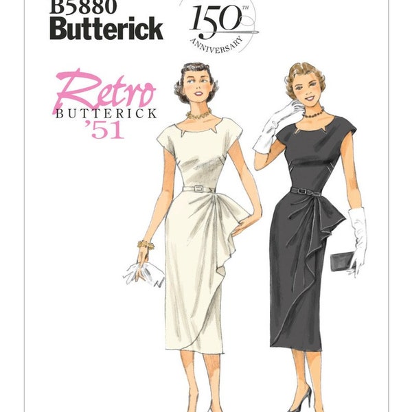 Retro '51 Misses'/Misses' Petite Side-Ruffle Dress and Belt - Easy Butterick Sewing Pattern B5880