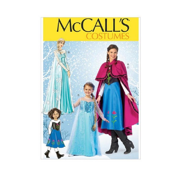 Frozen Costumes Pattern With Dresses for Elsa and Anna in Girls' or Misses' Sizes - McCall's Costume M7000 Sewing Pattern