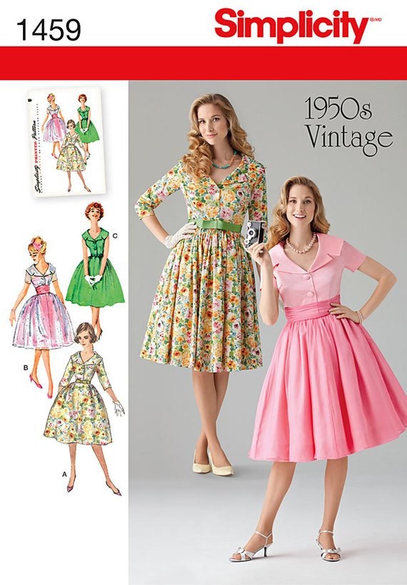 1950s Casual Shirt Dress PDF Print at Home Sewing Pattern Bust 32