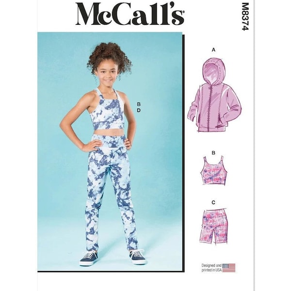 Girls' Knit Jacket, Cropped Top and Leggings in Two Lengths - McCall's Sewing Pattern M8374