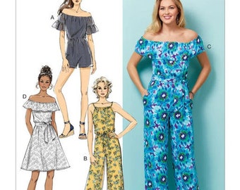 Misses'/Misses' Petite Dress, Romper, Jumpsuit And Sash - Butterick Easy Sewing Pattern B6566