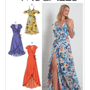 Misses&#39; Wrap Dresses, Cold Shoulder, Ruffles - McCall&#39;s Sewing Pattern M7745