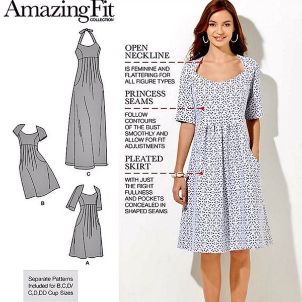 Misses'/Women's Dresses in Two Lengths with Individual Pattern Pieces for Slim, Average and Curvy Fit - Simplicity Sewing Pattern 1800