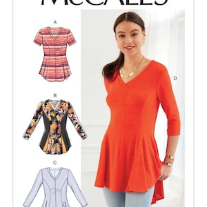 Misses’/Women’s Tops, Shaped Hem, Sleeve Variations, Close Fit Top, Stretch Knit – Easy - McCall&#39;s Sewing Pattern M7782