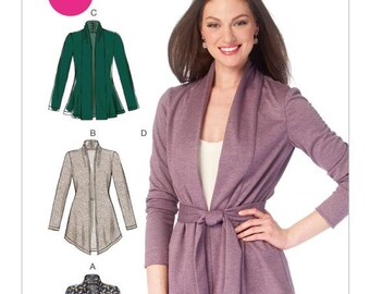 Misses' Gathered Collar Jackets, Casual Wrap or Open Jacket and Belt in Four Variations - McCall's Easy Sew Sewing Pattern M6996