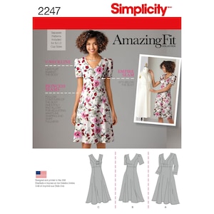 Misses&#39; & Plus Size Amazing Fit Dresses with Individual Pattern Pieces for B,C,D or C,D,DD Cup Sizes - Simplicity Sewing Pattern 2247