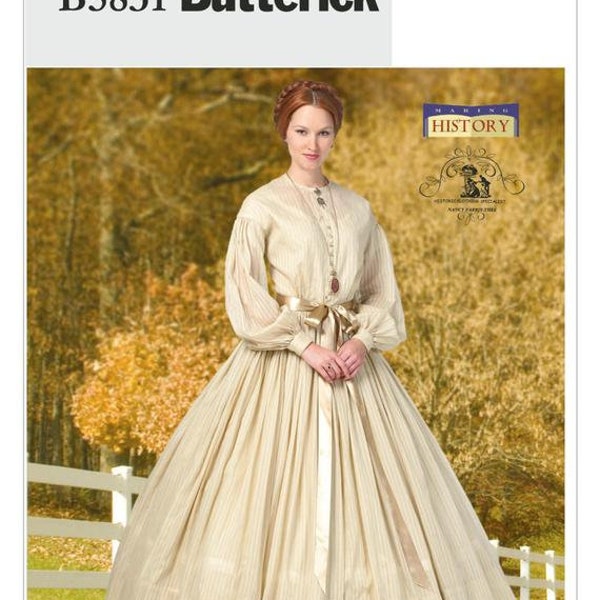 Misses’ 1860s Civil War Day Dress And Petticoat, Victorian, 19th Century, Antebellum, Gone with the Wind - Butterick Sewing Pattern B5831