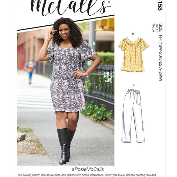 Plus Size 26w-32w Women's Tops, Dresses, Shorts and Capri Pants - McCall's Sewing Pattern M8158