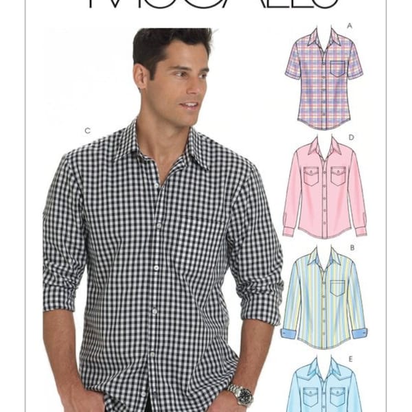 Men's Button-Down Shirts, Long Sleeve, Short Sleeve, One or Two Pockets - McCall's Sewing Pattern M6044