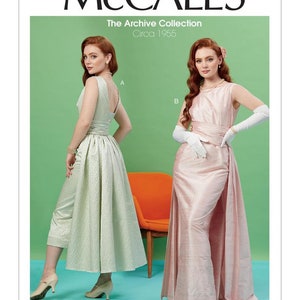 Misses&#39; Archive Collection Circa 1955 Evening Gown, Special Occasion Dress with Cummerbund and Overskirt - McCall&#39;s Sewing Pattern M7897