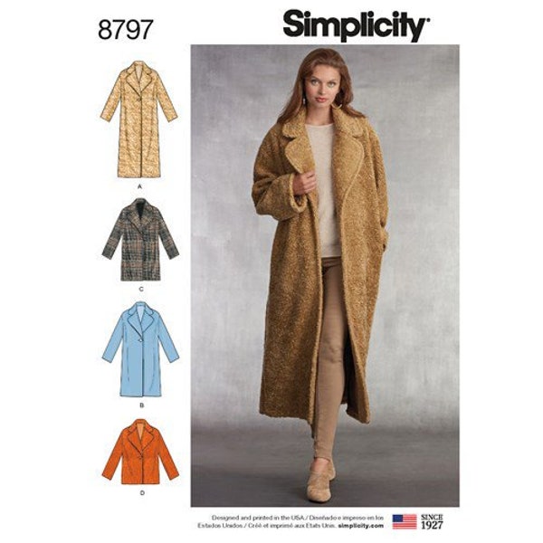 Misses' Loose-Fitting Lined Coat - Simplicity Sewing Pattern 8797