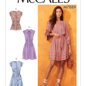 OUT OF PRINT - Misses&#39; Loose Fitting Button Front Tops And Dresses - McCall&#39;s Sewing Pattern M7889